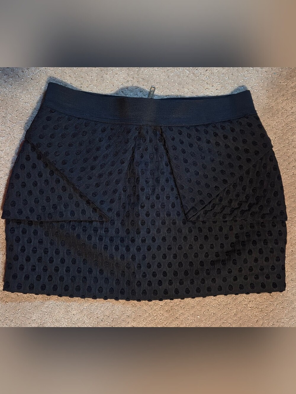 River Island Black Textured Dot Mini Skirt, SIZE M.